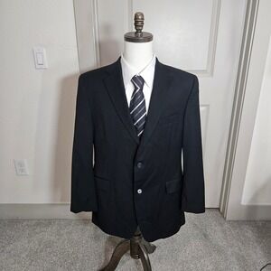 Jack Victor Mark Shale Mens 42R Black Estrato Super 110s Wool Blazer Sport Coat